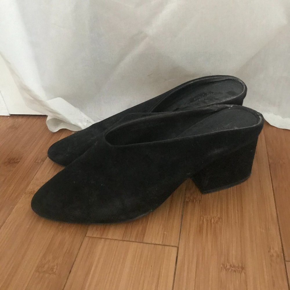 Urban Outfitters Suede Flare Heel Mules